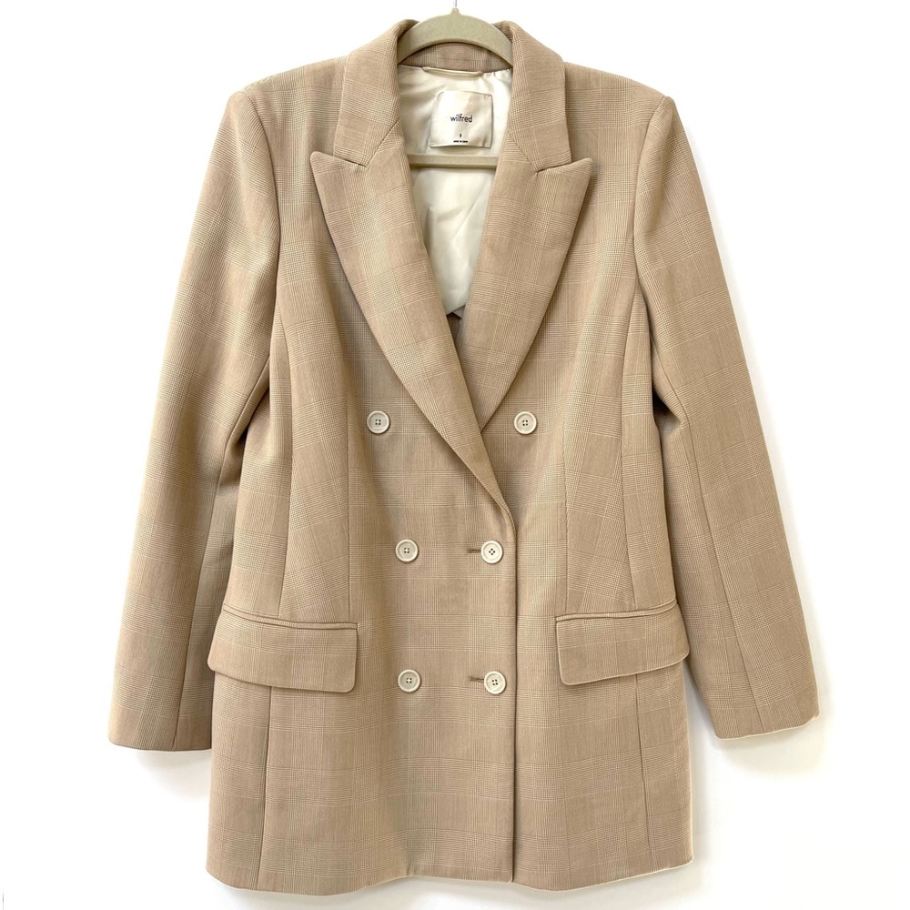 Aritzia Wilfred Margaux Blazer • Tan Plaid